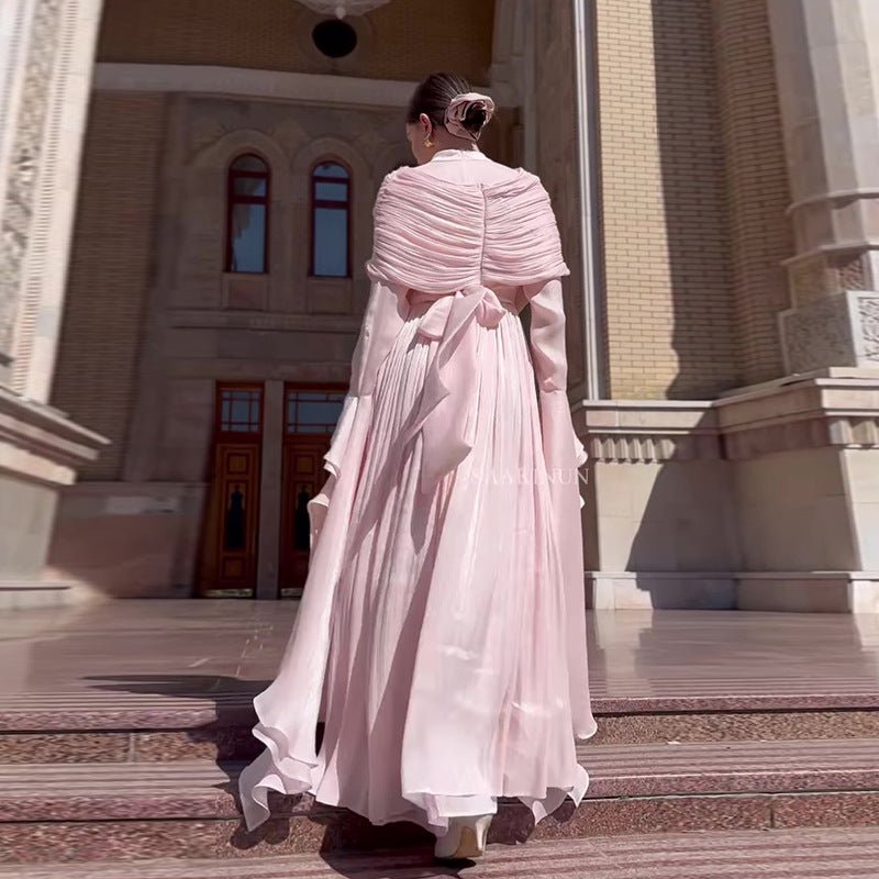 Robe Maxi Plissée Élégante avec Fente (MS263)