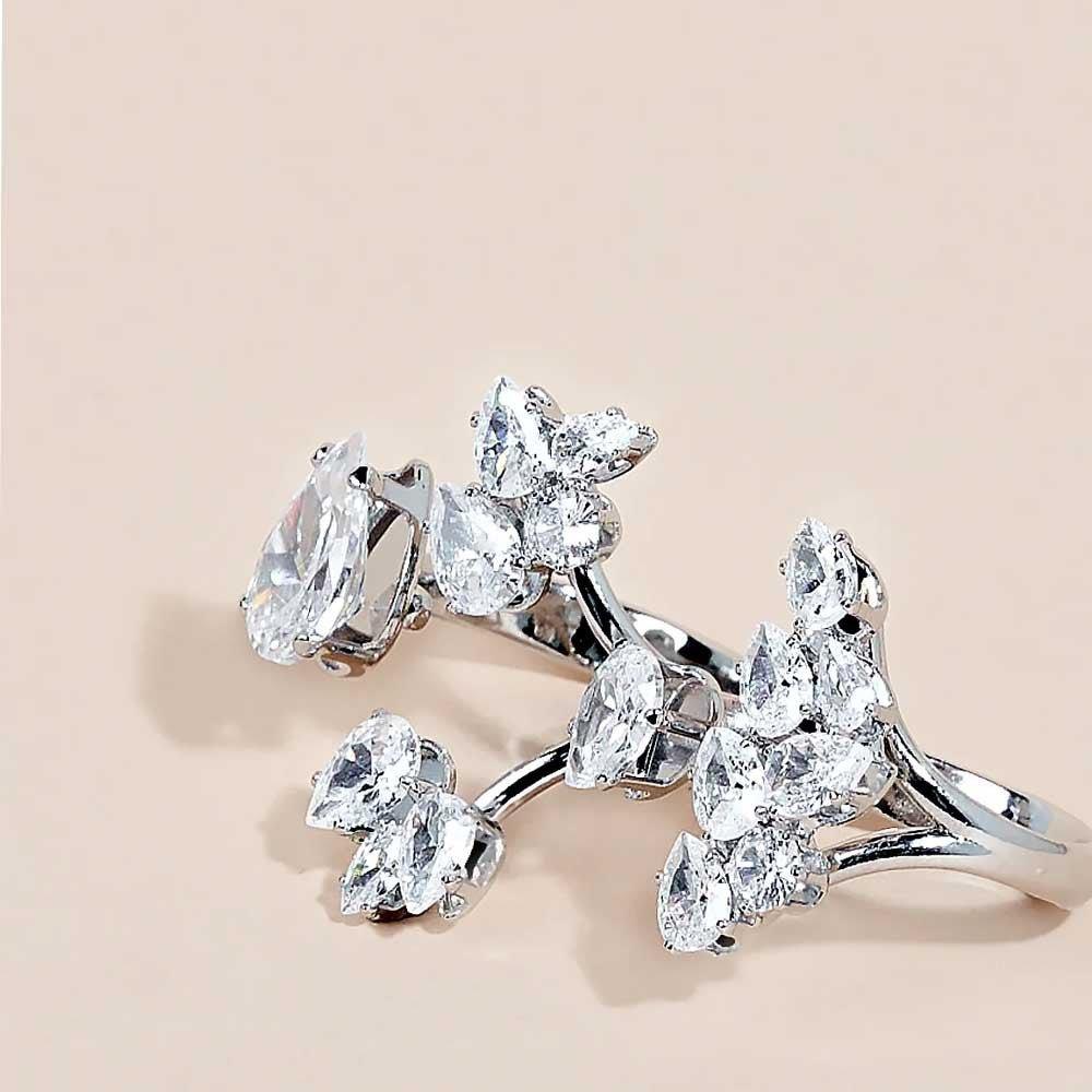 Bague empilable MAC157 fleur en zircon premium