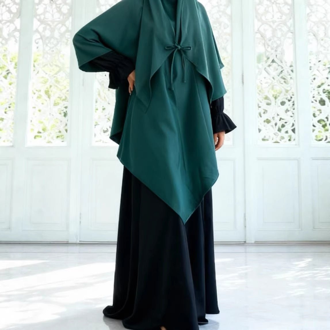 Khimar à double couche avec nœud devant (MK033)