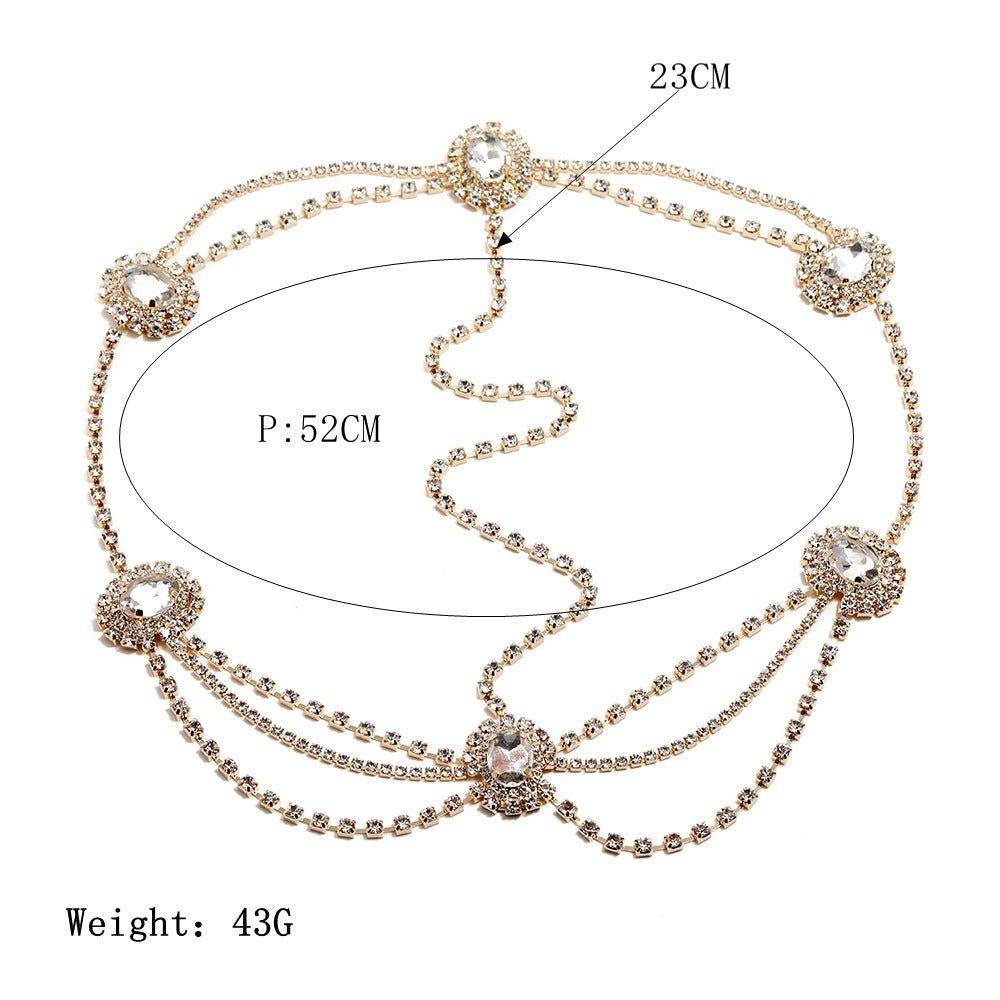 Bijou de front élégant à plusieurs rangs avec strass et pompons (MAC151)