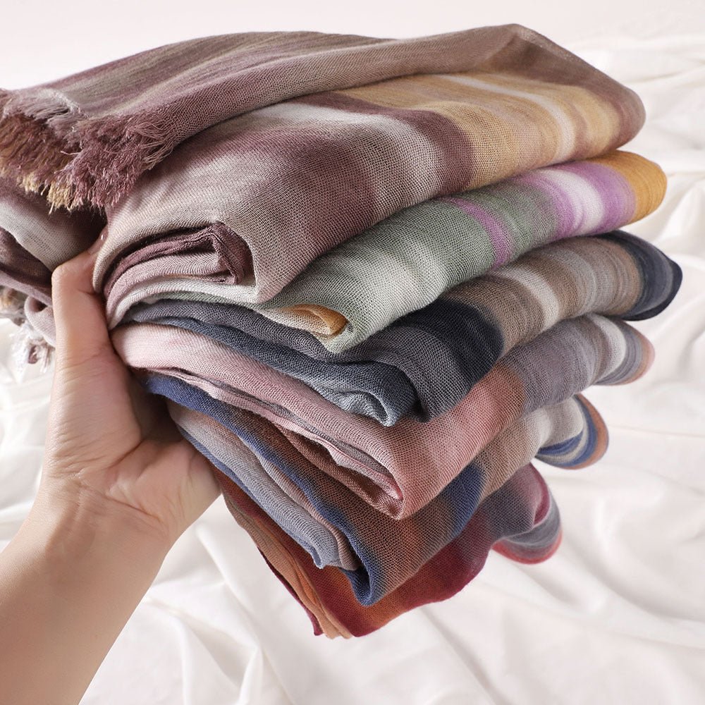 Hijab Châle Plissé Rayé Imprimé Polyvalent (MH180)