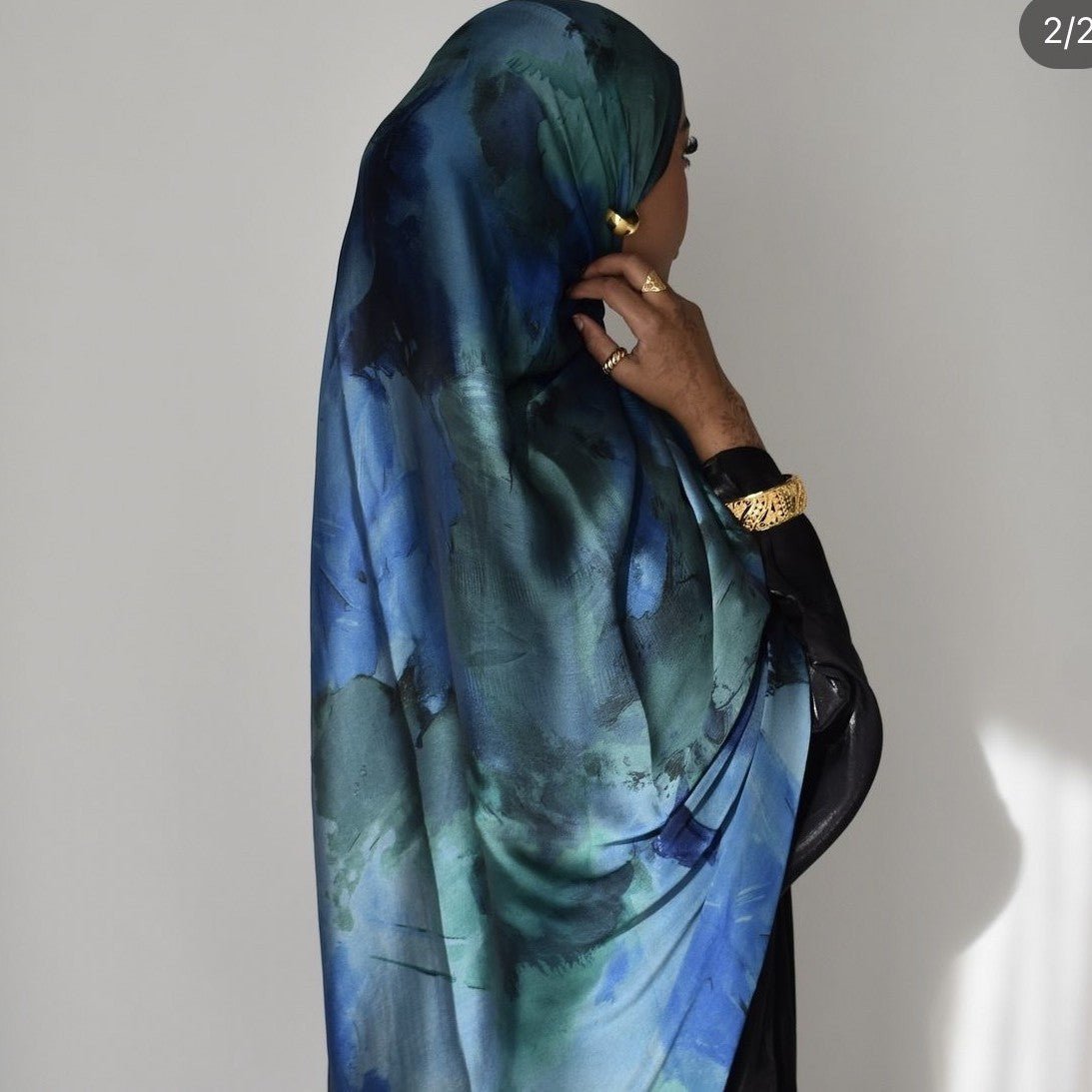 Hijab en Satin Élégance à Imprimé Marbré (MH172)