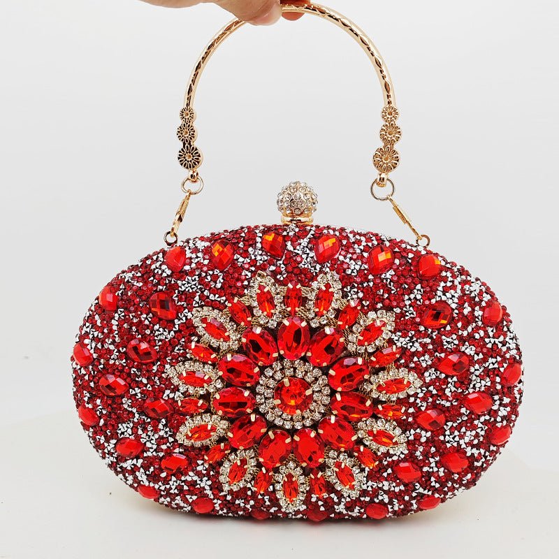 Pochette de soirée Crystal Sunflower | Sac de fête en strass avec bandoulière chaîne (MAC356)