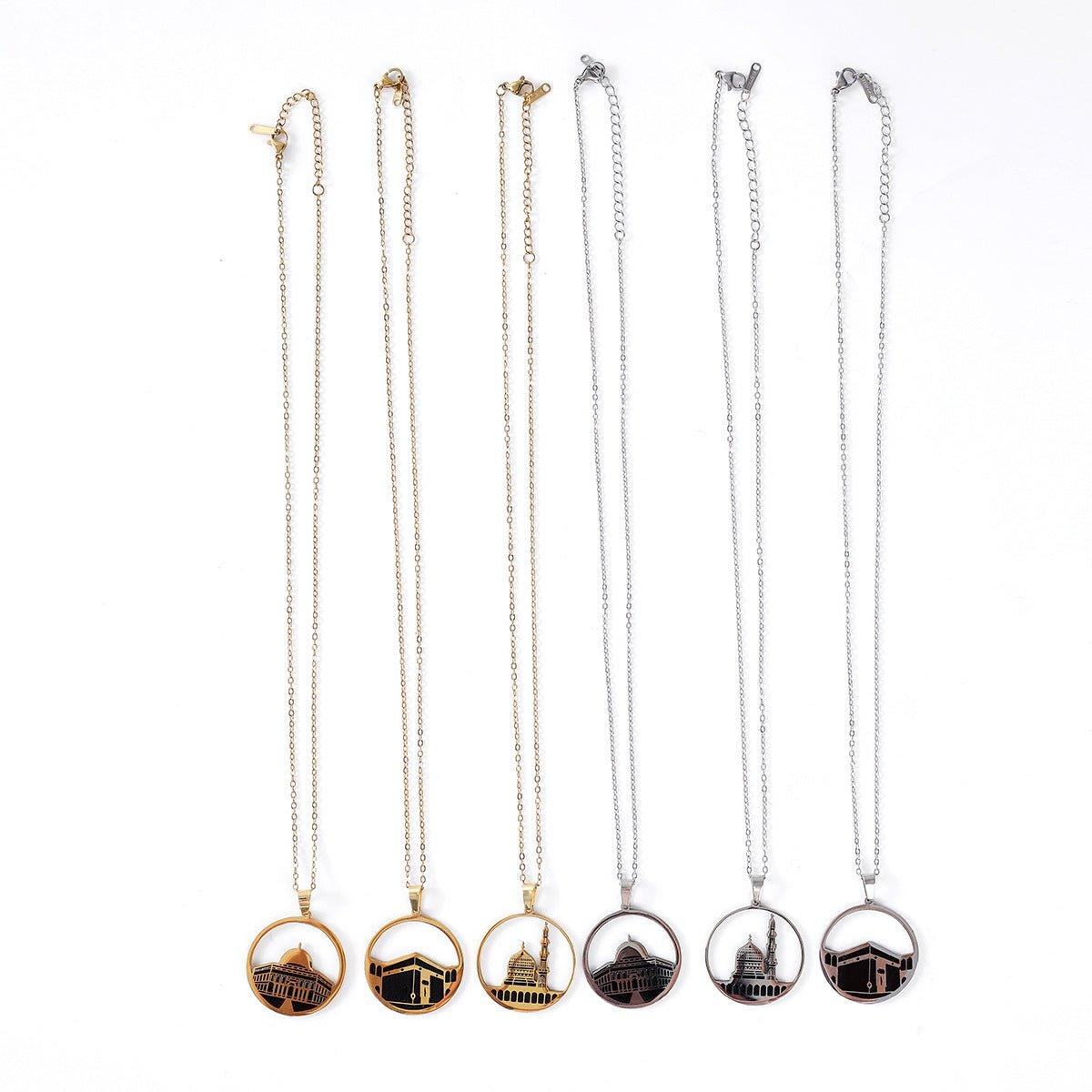 Collier MAC111 en acier inoxydable à motif de mosquée