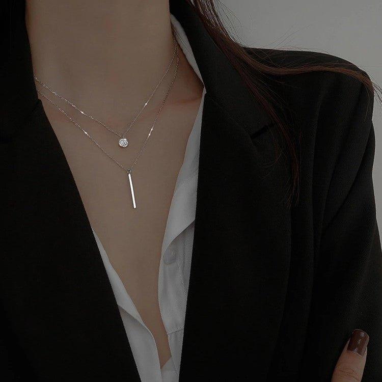 Collier double rond MAC133 avec diamants brillants carrés