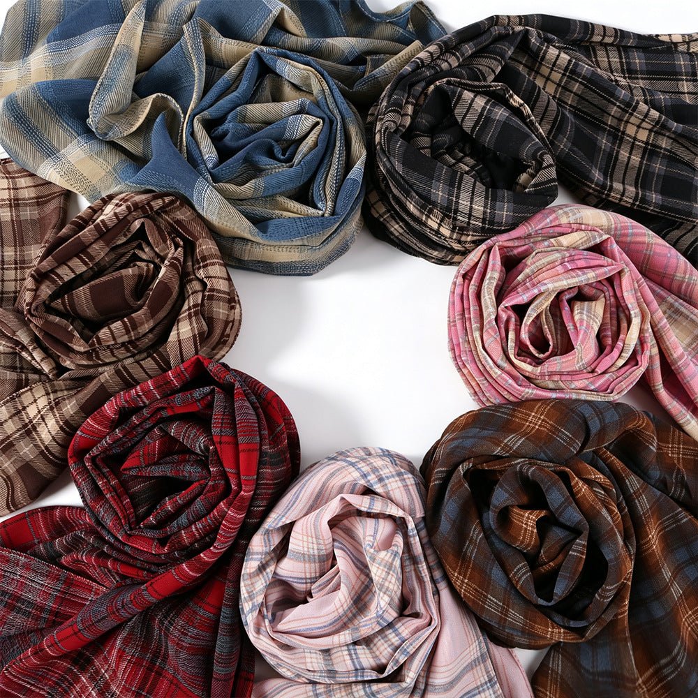 Foulard Hijab Léger Tartan Carreaux Vintage (MH258)