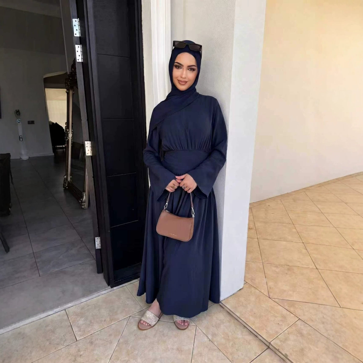 Robe Maxi Ice Silk Froncée à la Taille(MS521)
