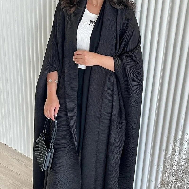 Abaya ouverte plissée chic à manches chauve-souris ombrée (MOA120)