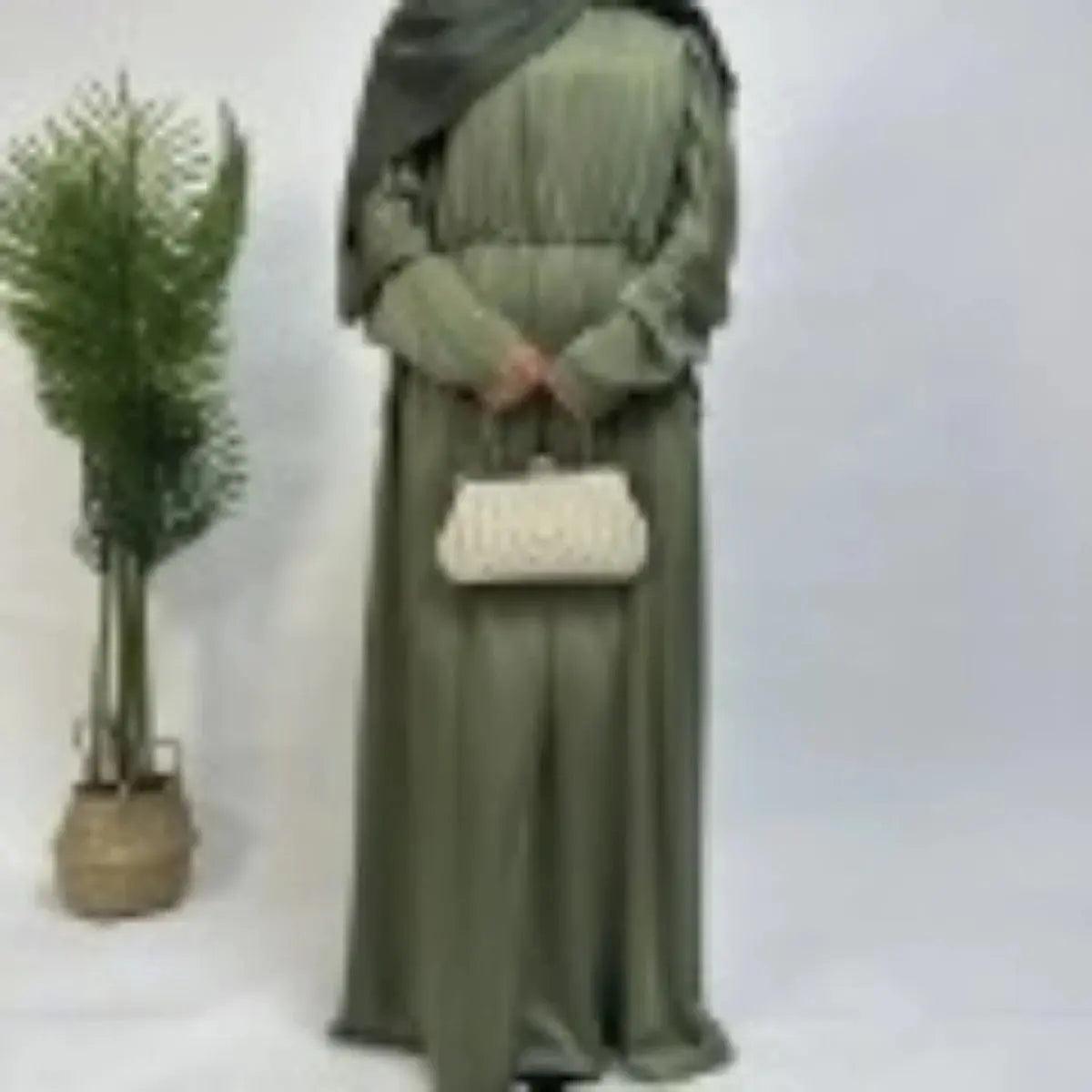Abaya Armani : Abaya en satin parfaite avec cordon de serrage (MA039)