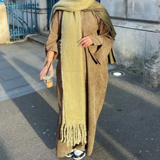 Abaya en velours côtelé à manches larges (MA045)