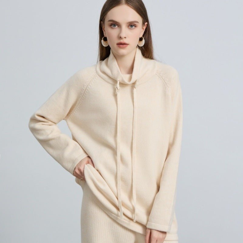 Pull en maille élégant demi-col roulé avec cordon de serrage | Haut style pull-over polyvalent (MS120)