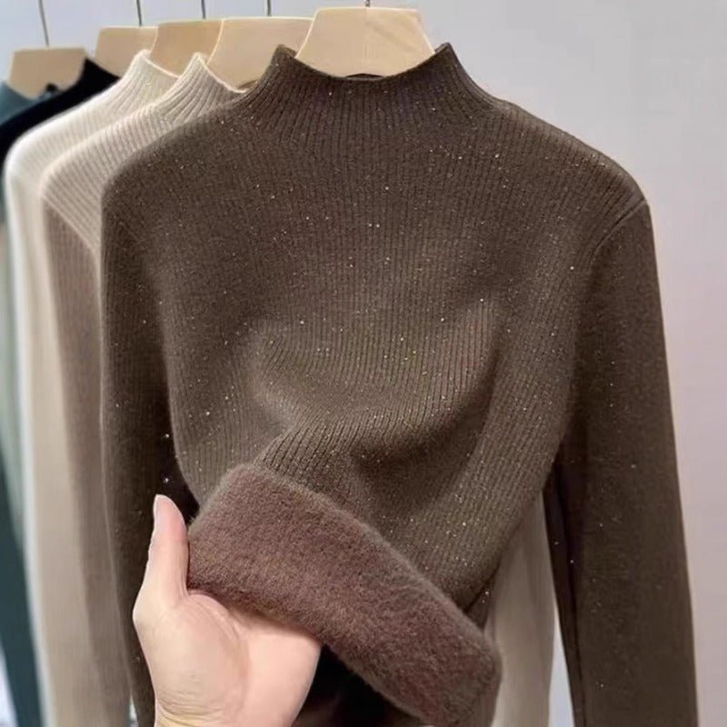 Pull Col Montant Doublé en Molleton | Haut de Base Épais pour l'Hiver (MS159)