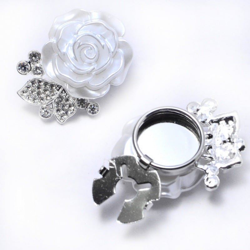 Boutons de manchette Pearl Rose | Clips décoratifs feuille en strass (MAC360)