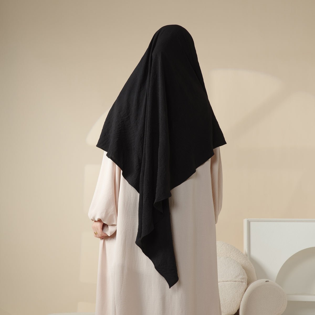 Nouveau Khimar Crêpe 1 Couche | Khimar en Matière Crêpe Souple (MK009)