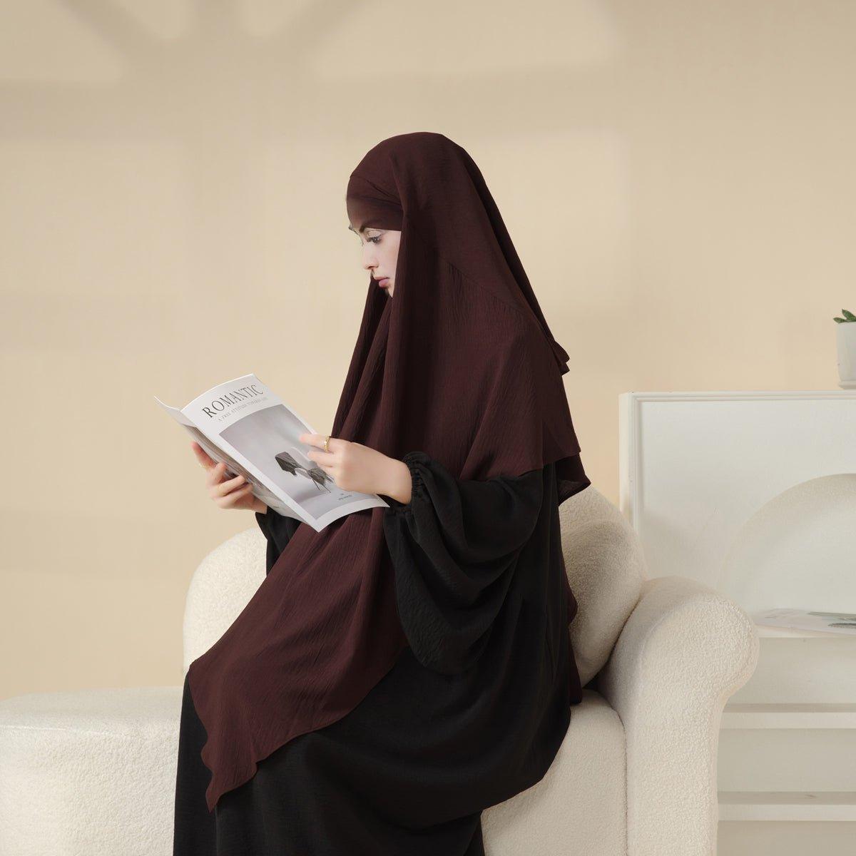 MK011 Superbe Khimar en Crêpe Deux Couches