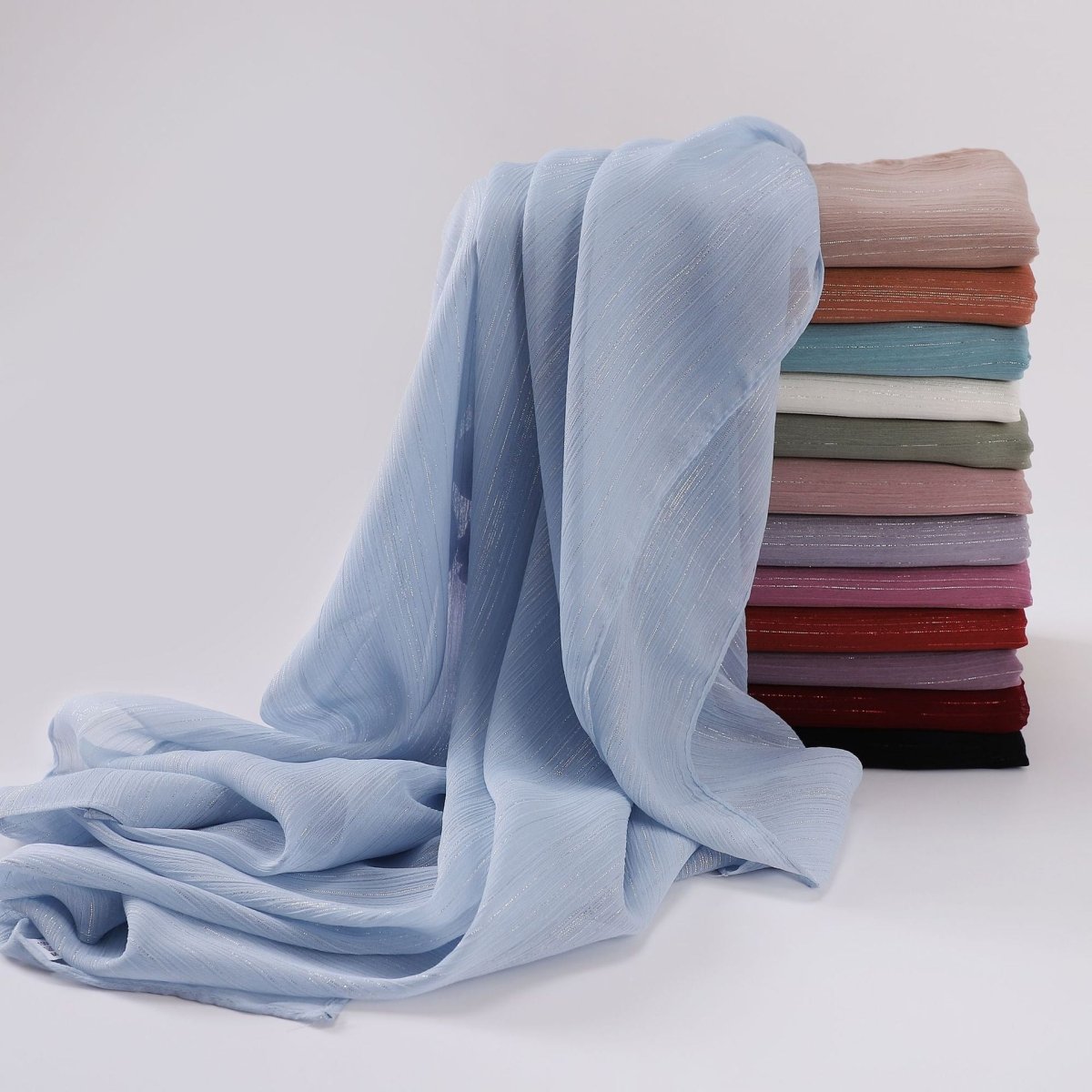 Foulard Effortless Grace Voile Chiffon Froissé Argenté (MH153)