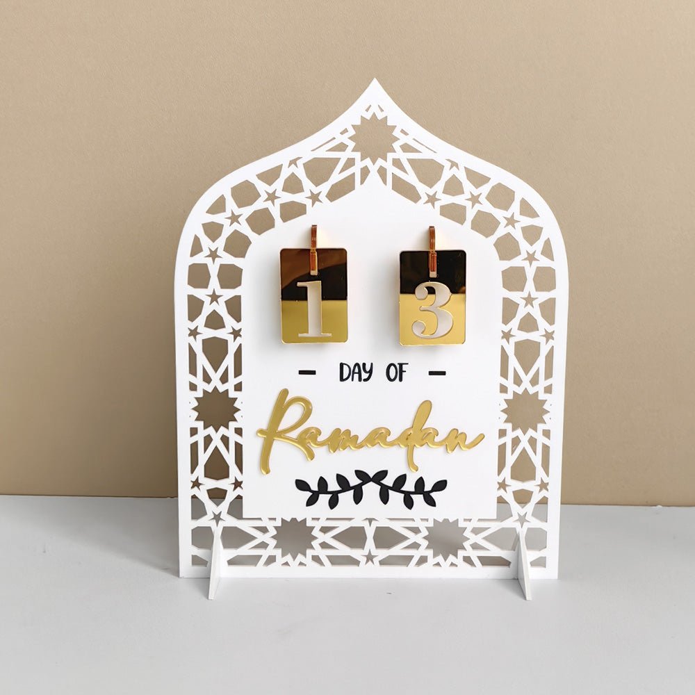 Décoration de Table Acrylique Compte à Rebours du Ramadan - Ornement Artisanal Festif pour la Maison (MAC403)