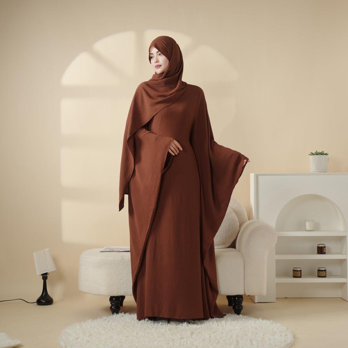 Abaya unie à manches papillon (MA048)
