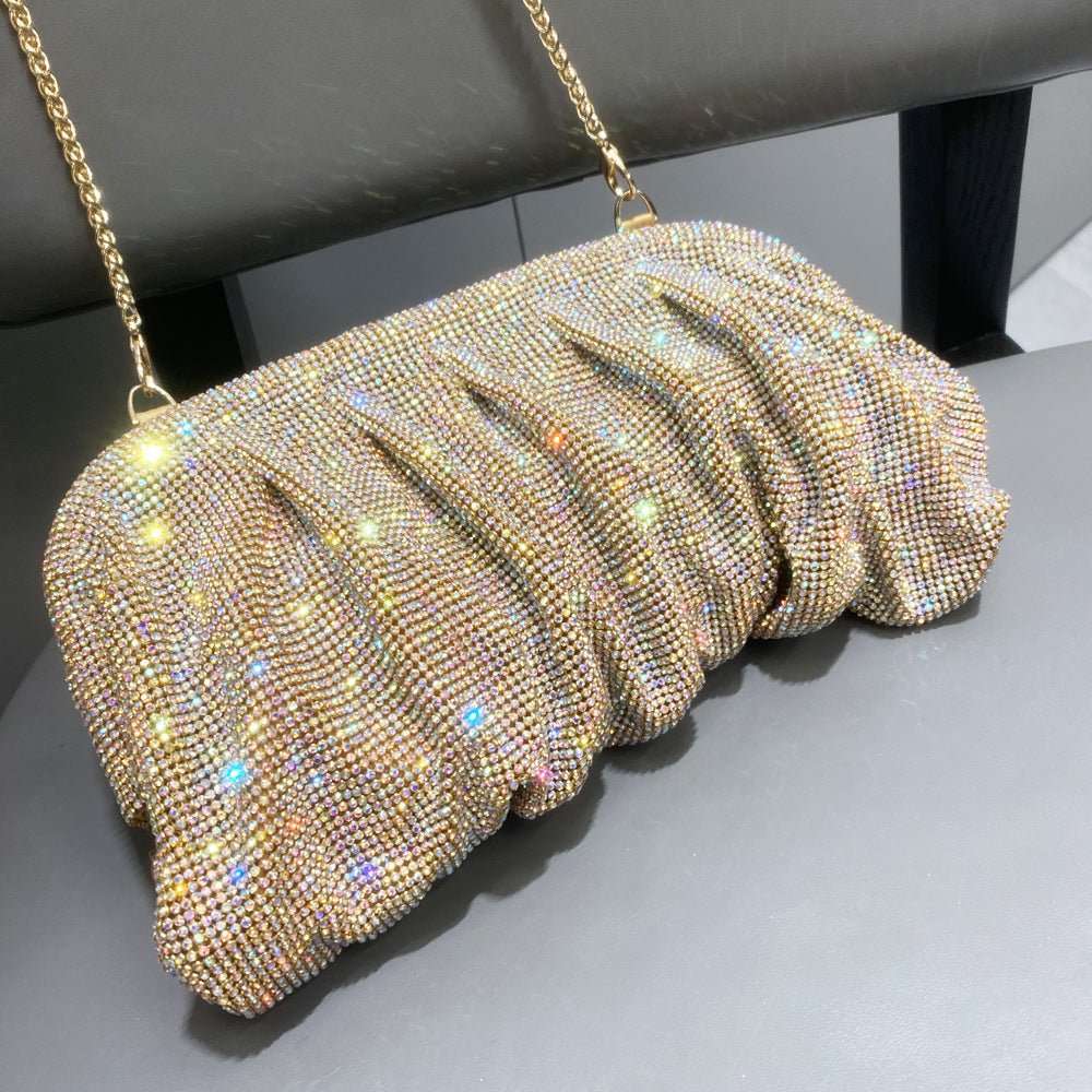 Sac de Soirée Clouté Plissé "Full of Diamond" à Bandoulière avec Fermoir, Sac Femme (MAC257)