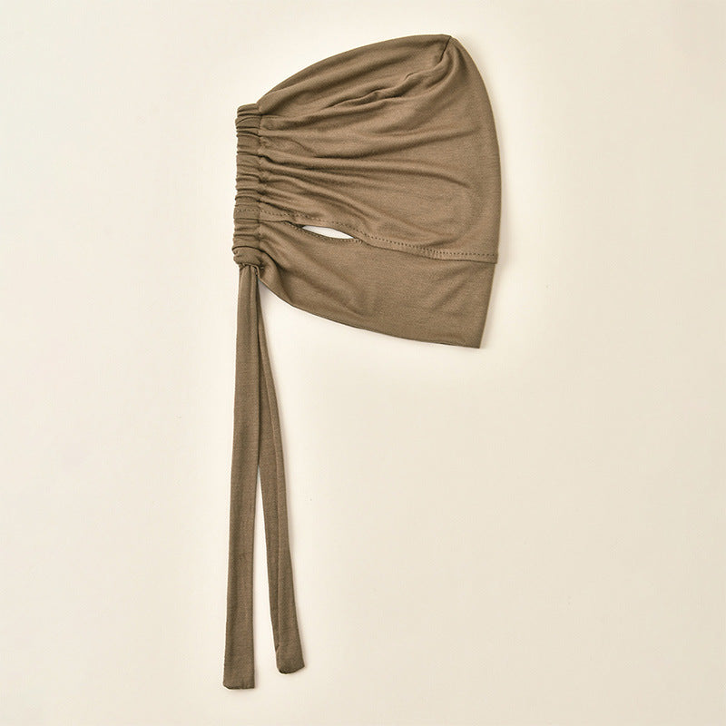 Sous-bonnet en coton mercerisé à nouer avec ouvertures pour les oreilles (MH204)