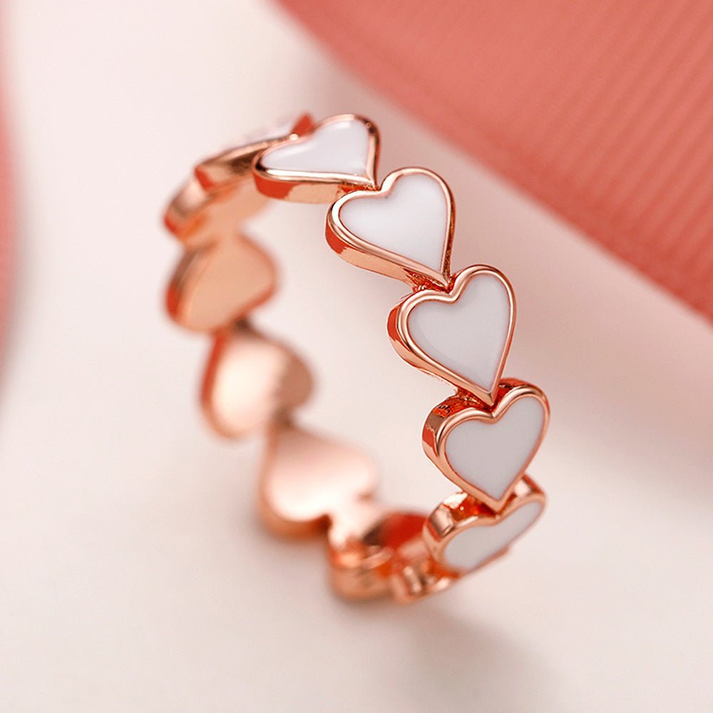 Bague et boucles d'oreilles Simple Pink Heart-To-Heart Glue (MAC198)