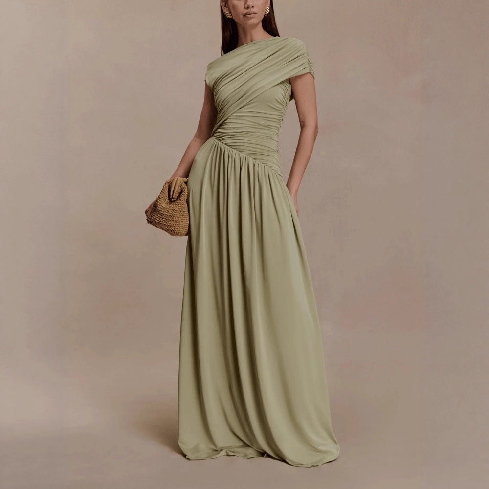 Robe Maxi Asymétrique Drapée (MS352)