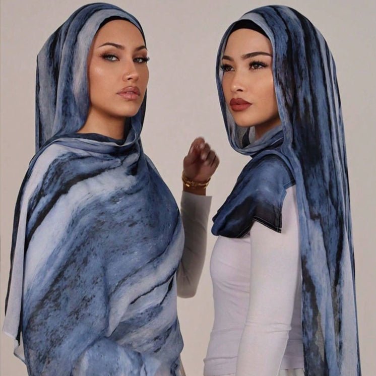Écharpe Hijab en Coton Imprimé | Foulard Long Doux et Respirant (MH201)