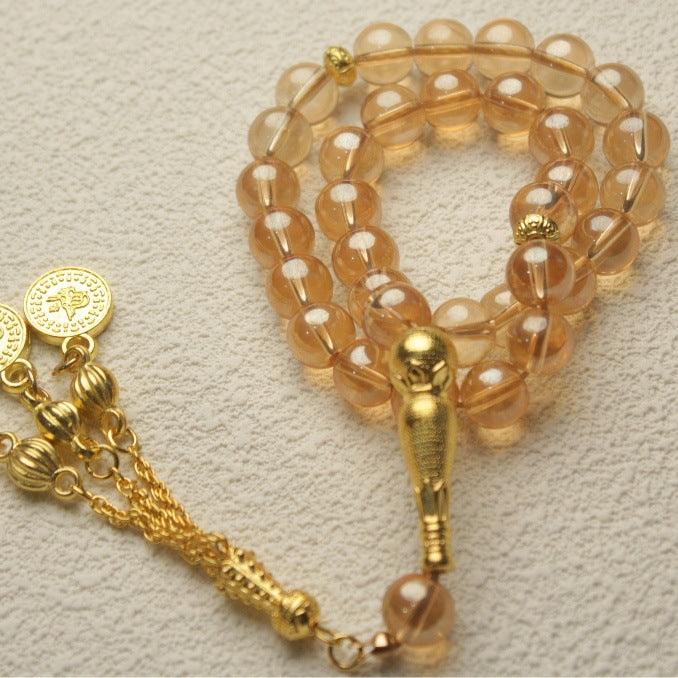 MR063 Tasbih en verre uni 33 perles