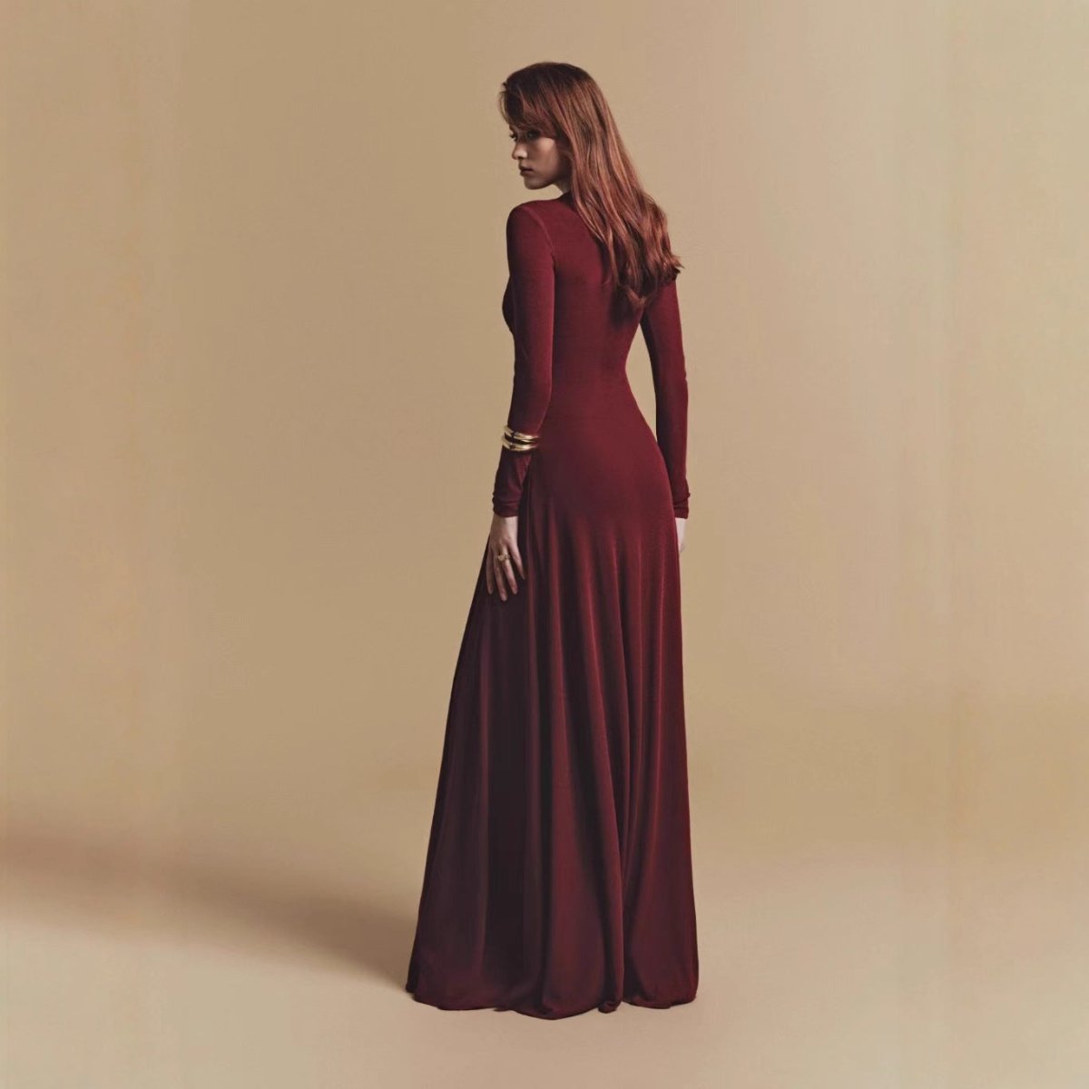 Robe Asymétrique Drapée avec Drapé Diagonal (MS262)
