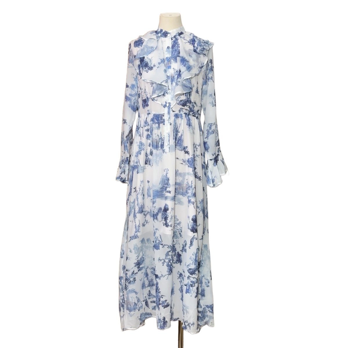 Robe Maxi à Volants Imprimé Toile de Jouy (MS422)