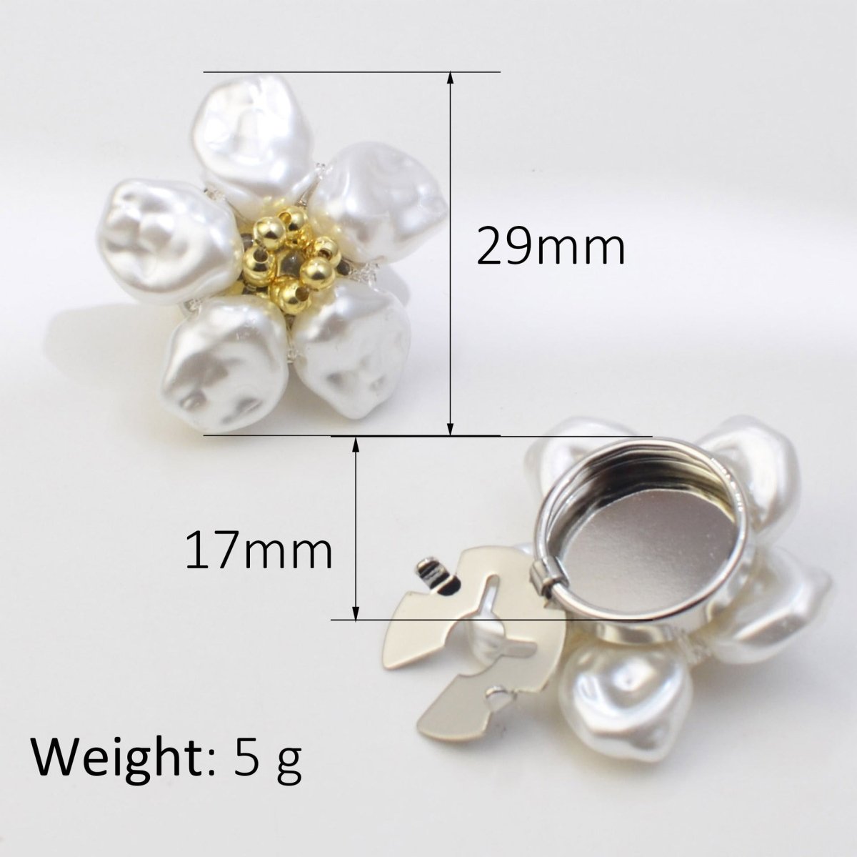 Boutons de manchette Fleur de Perle | Clips décoratifs pour chemise (MAC358)