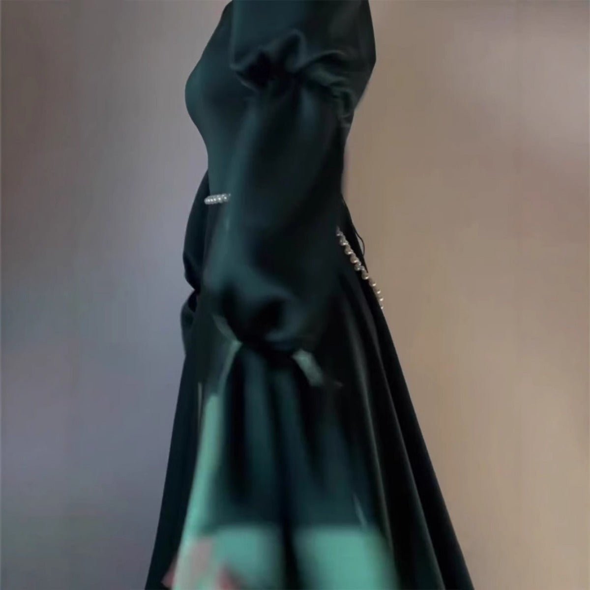 Robe Abaya Longue Coupe Slim de Luxe | Robe Maxi Vert Émeraude (MA217)