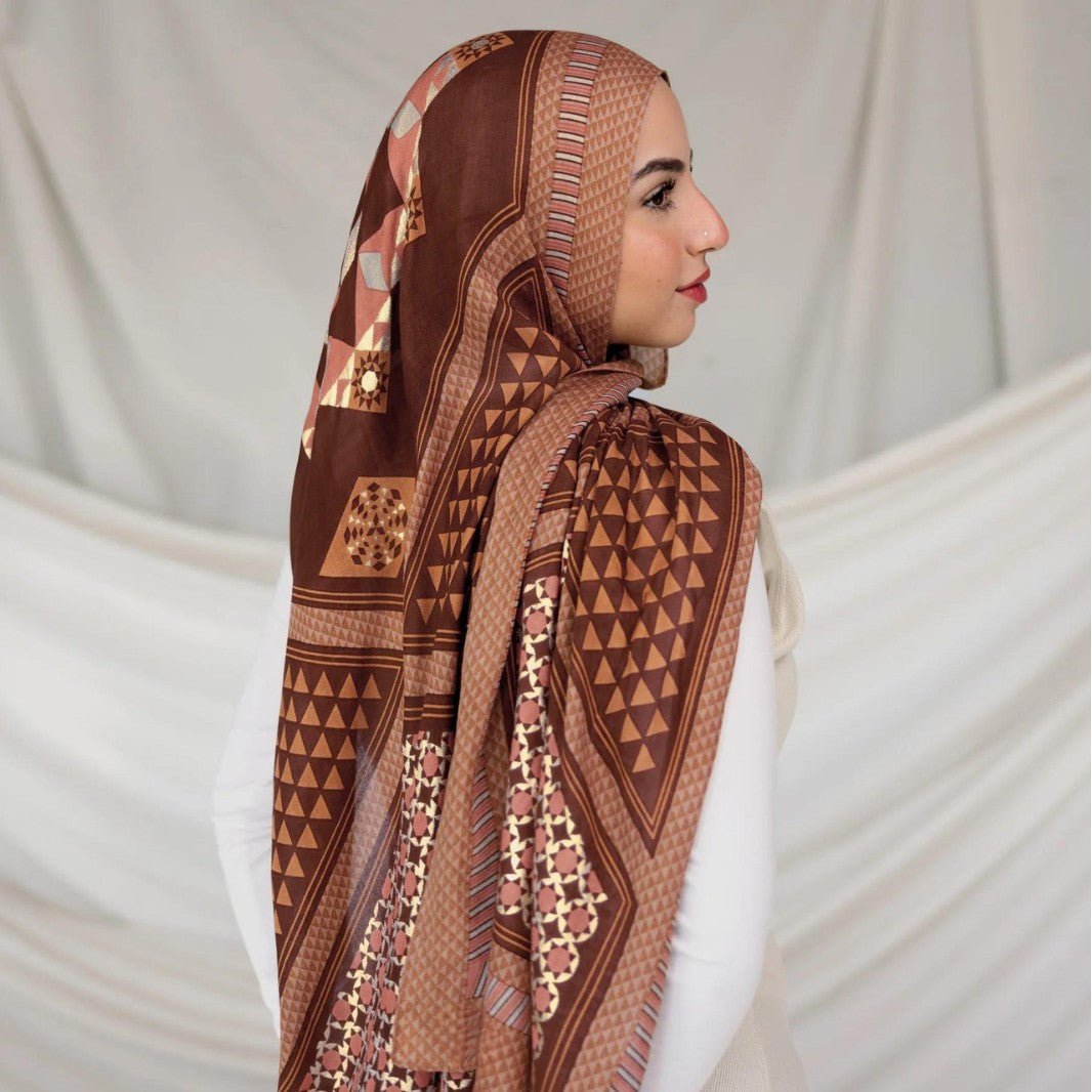Écharpe Hijab Imprimée en Poly-Coton (MH214)
