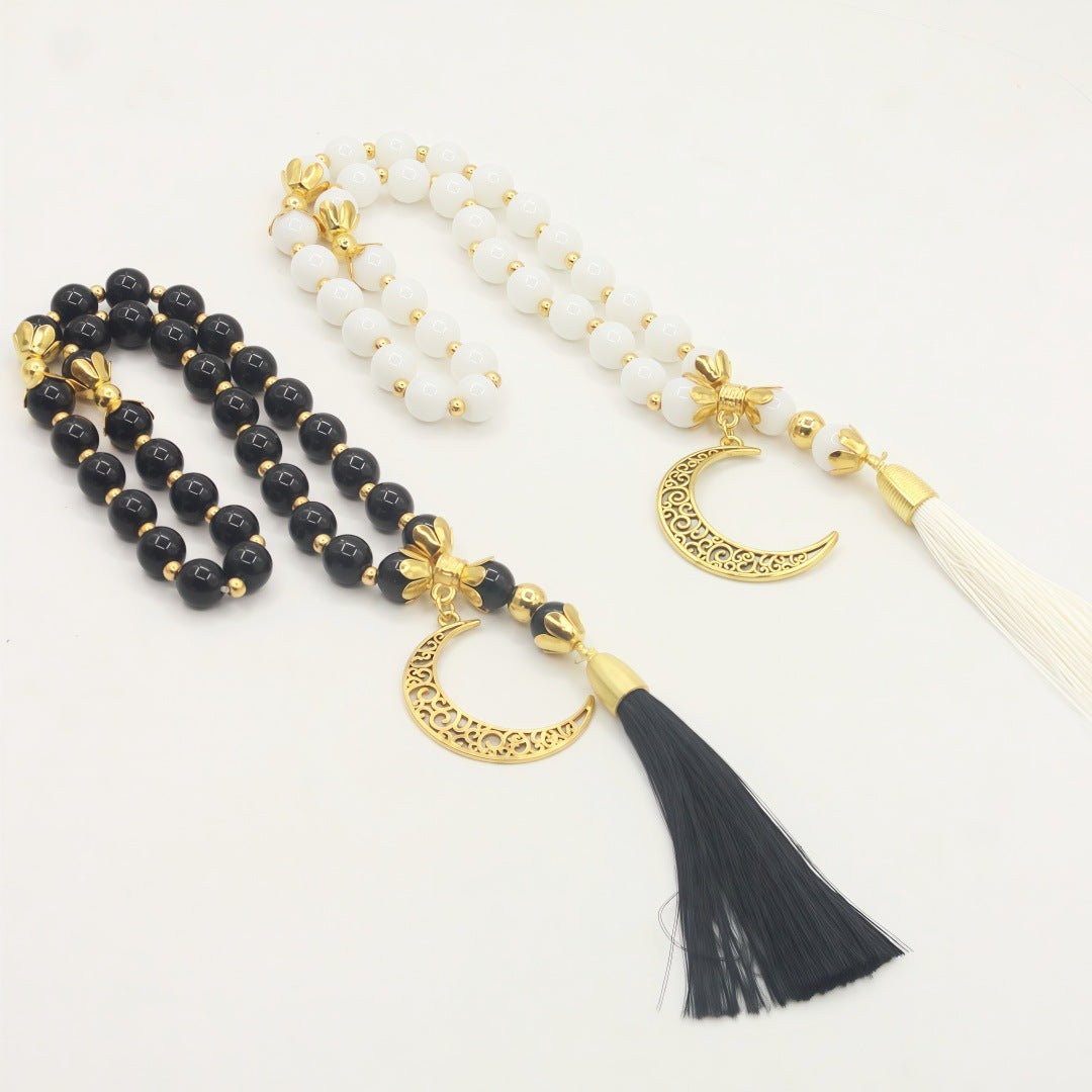 Bracelet Tasbih Croissant de Lune Perles de Prière Islamique (MR089)