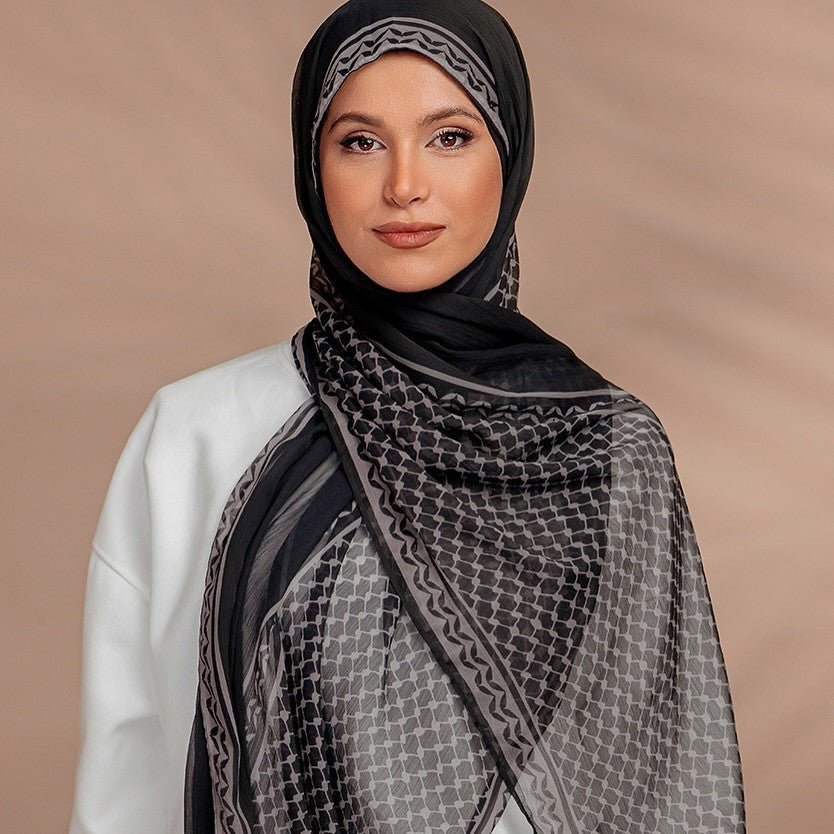 Hijab Imprimé Polyvalent Teint à la Main (MH169)