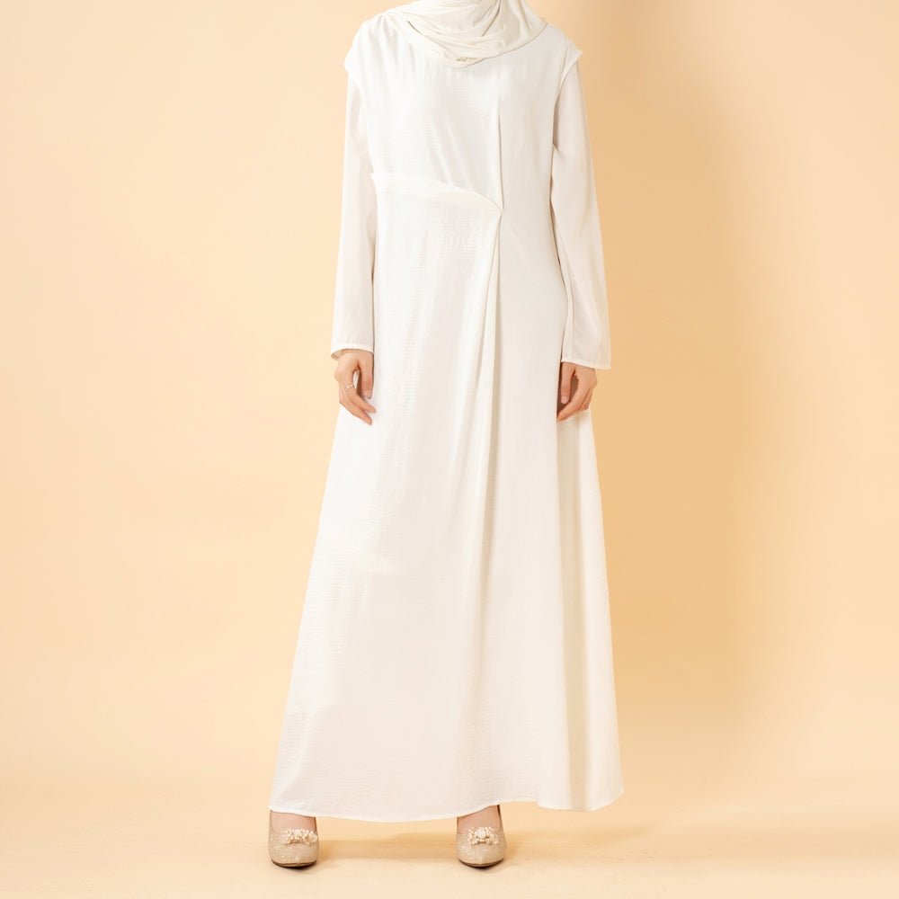 Robe Maxi sans Manches en Crêpe avec Plis à la Taille et Fermeture Éclair au Dos (MS436)