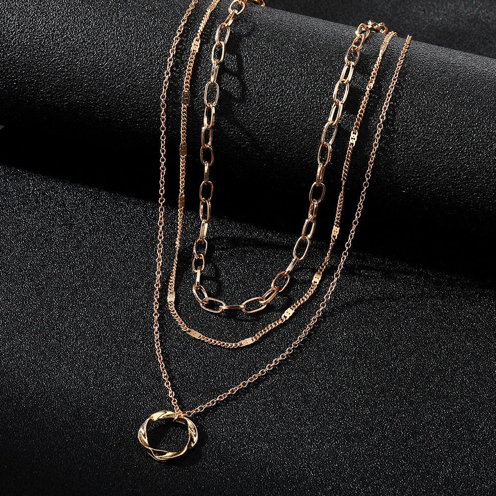Collier à pendentif rond et chaîne épaisse (MAC207)
