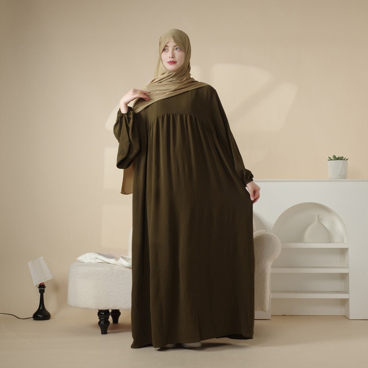 Abaya Réversible en Tissu Crêpe (MA035)