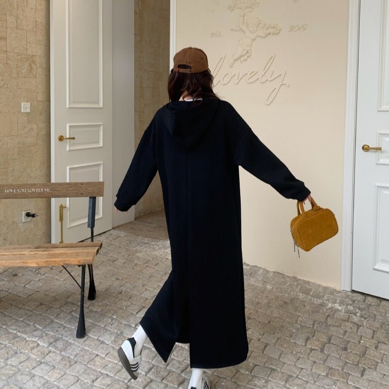 Robe Sweat Longue à Capuche Doublée en Polaire | Robe d'Intérieur Épaisse pour l'Hiver (MS181)