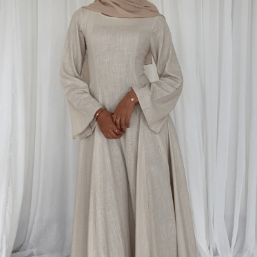 Abaya Robe de Chambre Unie avec Nœud Dos | Abaya Style Peignoir à Manches Évasées (MA215)