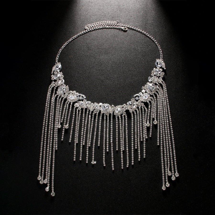 MAC152 Accessoires cheveux avec franges de strass en diamant