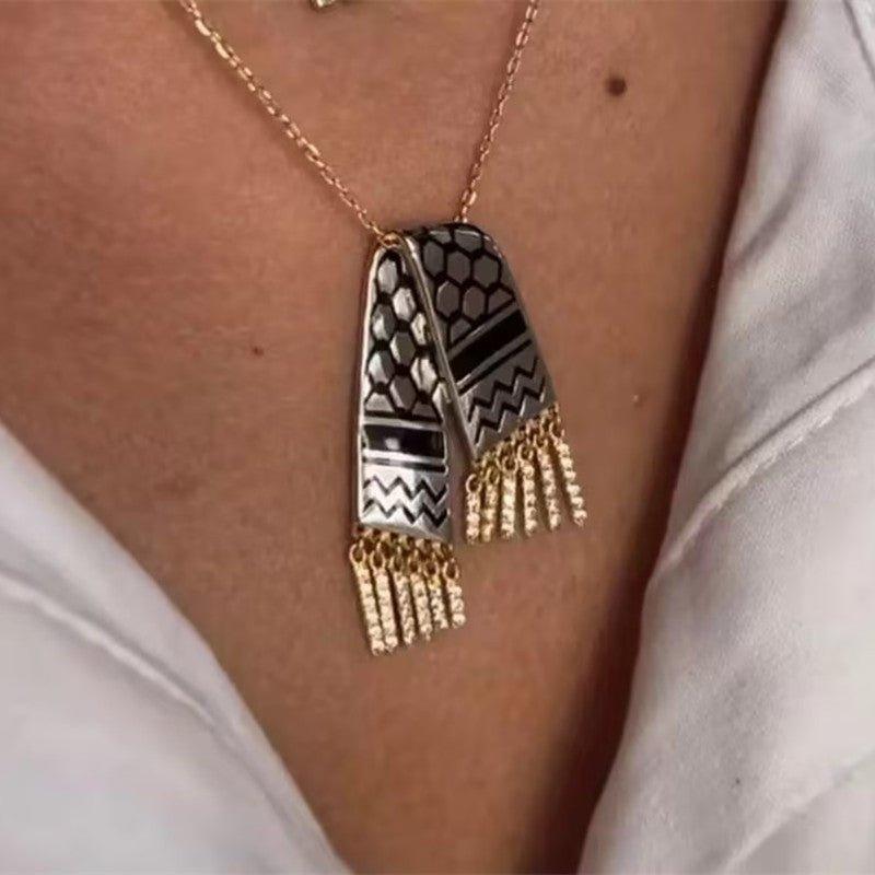 Collier vintage MAC107 Keffiyeh Palestine en acier inoxydable