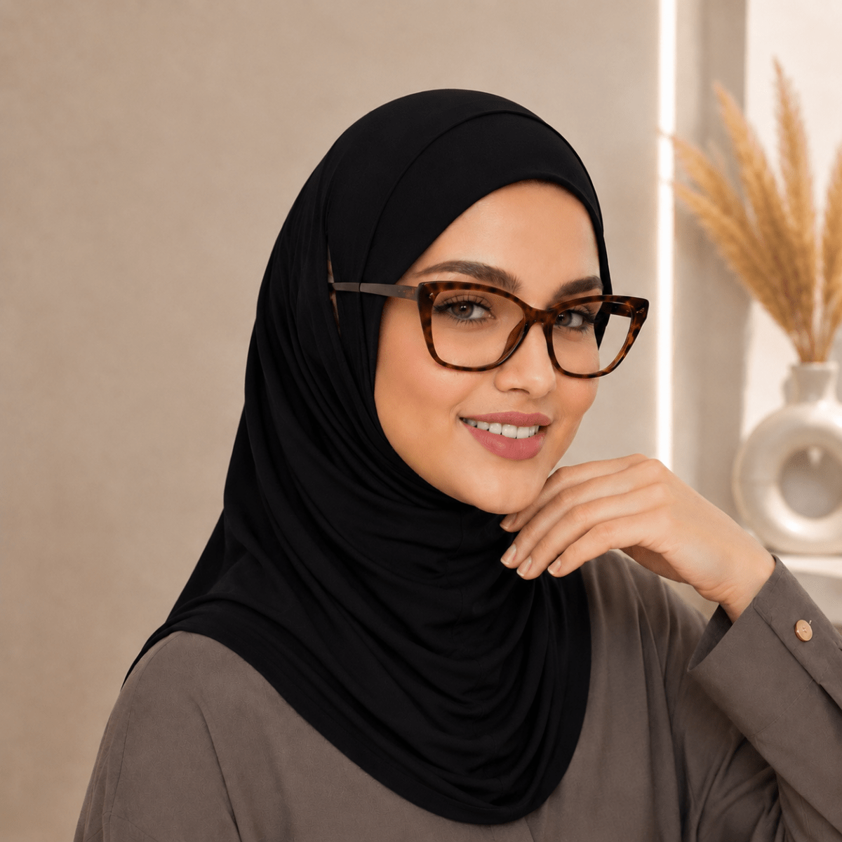 Stretch-Fit Instant Hijab — Coton Modal, Compatible avec Écouteurs (MH224)