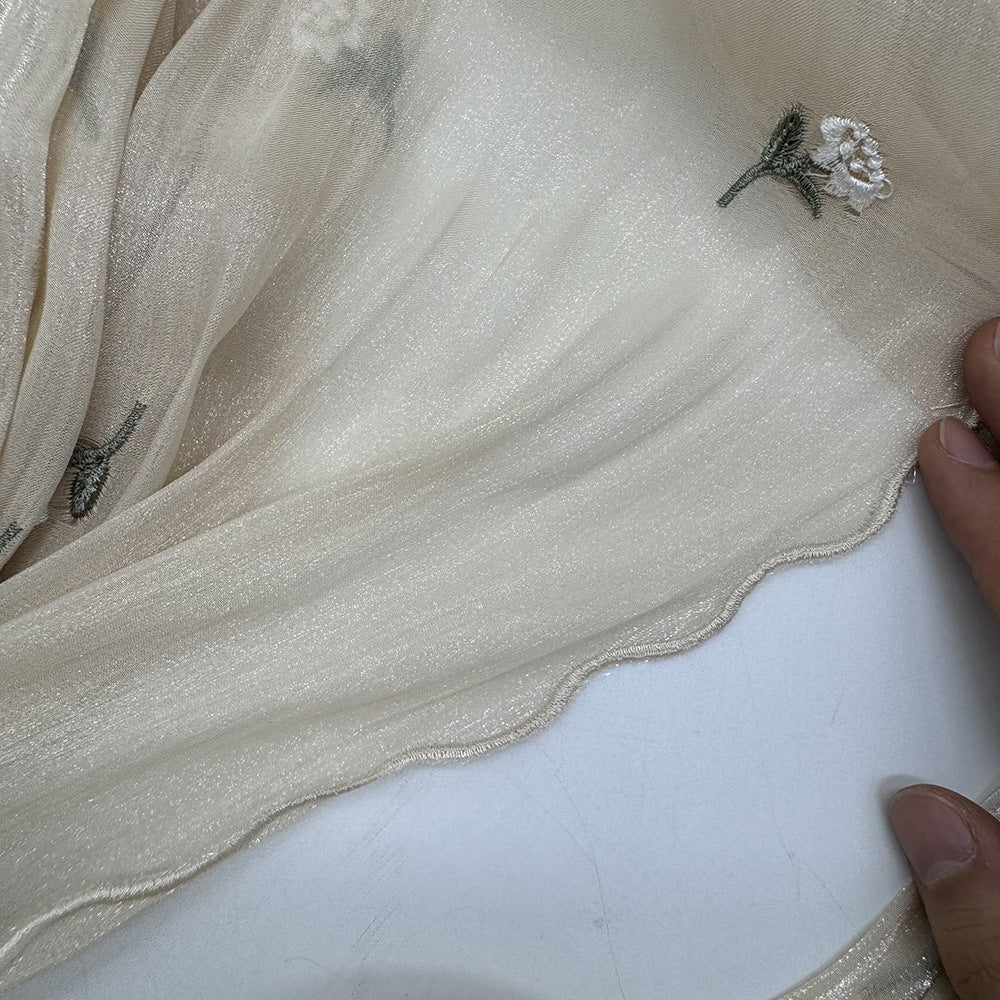 MH080 Hijab en crêpe brodé, respirant et rafraîchissant