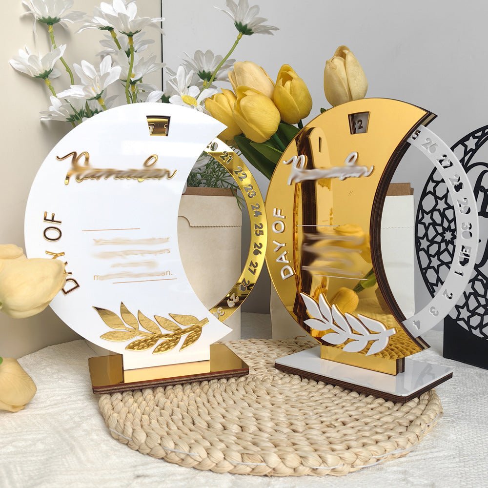 Décoration de table en bois avec compte à rebours rotatif pour Ramadan (MAC378)