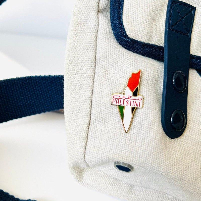 Broche MAC103 en Acier Inoxydable Carte de la Palestine Keffieh