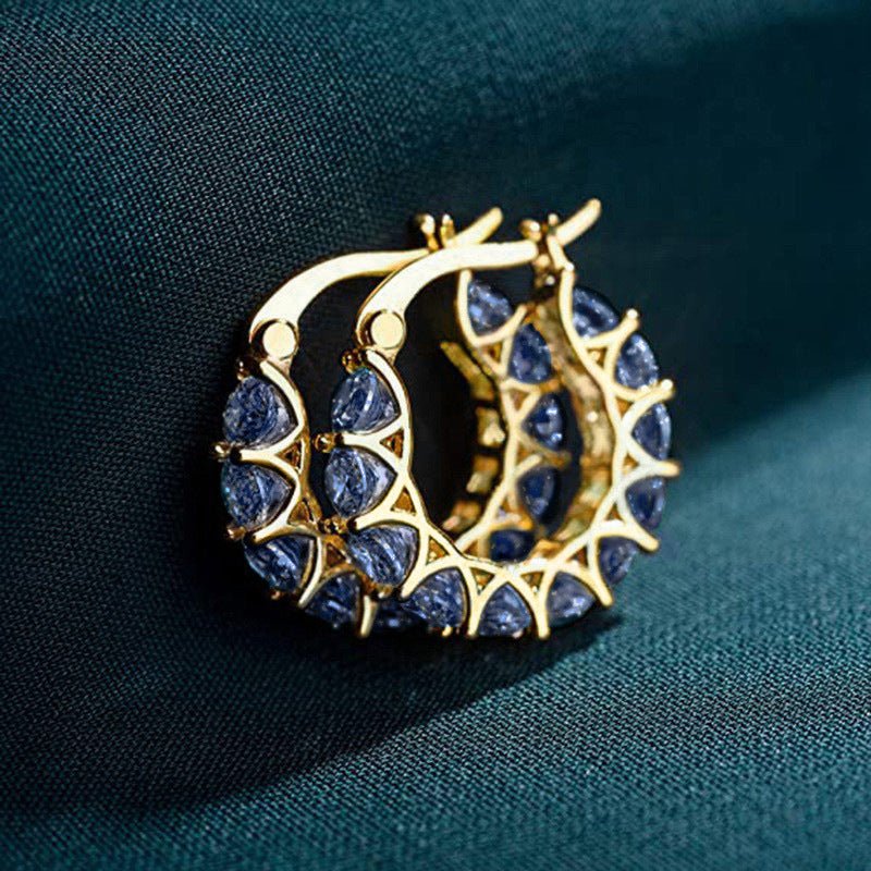 Boucles d'oreilles en U MAC163, entièrement ornées de fleurs en zircon