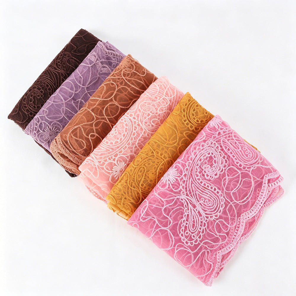 Hijab en Mesh Brodé Dentelle Florale (MH235)