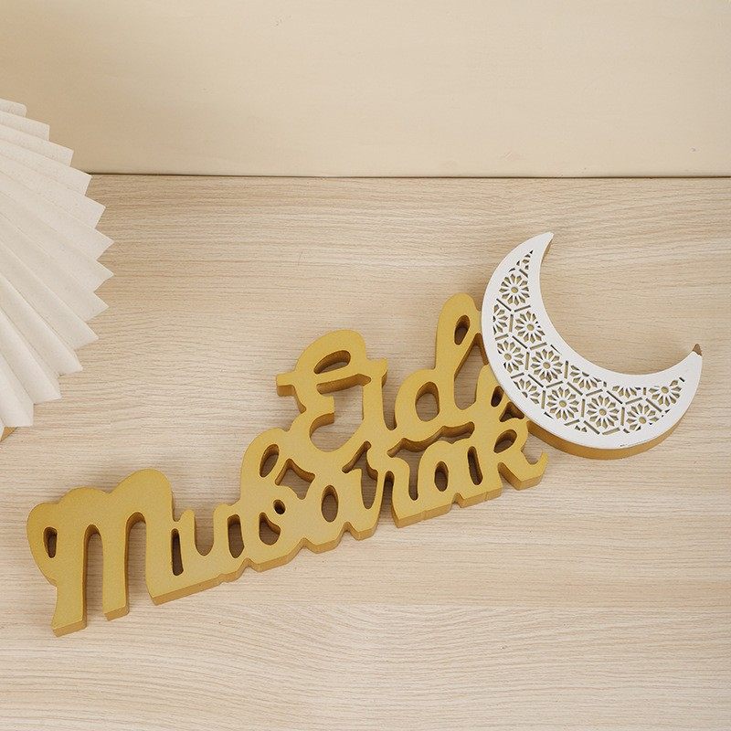 Décoration LED de Ramadan Mubarak, ornement artisanal en forme de croissant de lune (MAC393)
