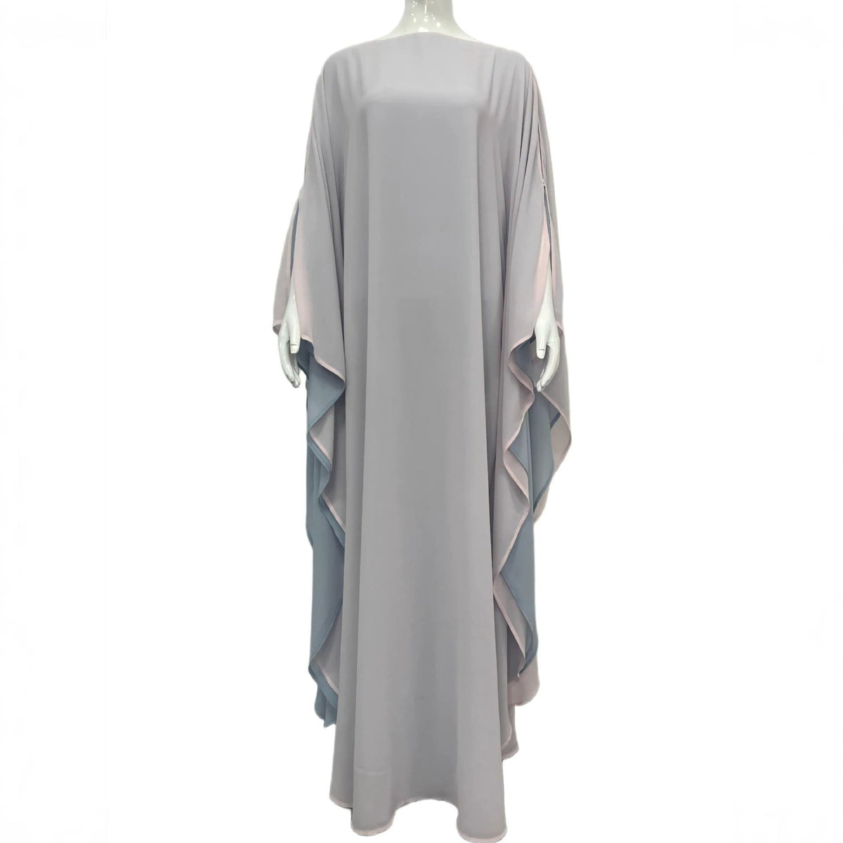 Robe Abaya Maxi à Manches Chauve-Souris Doubles Bicolore (MA467)